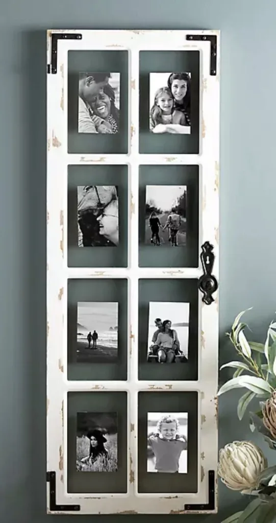 Photo display frame with old doors