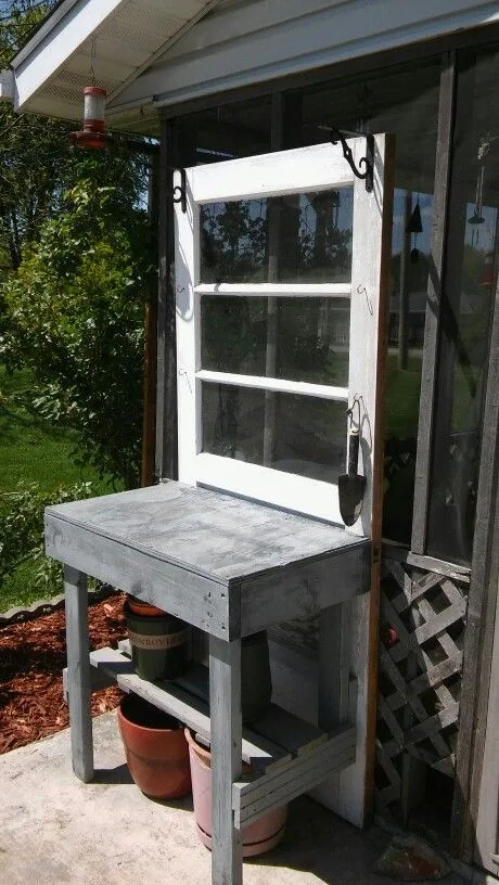 old door DIY ideas | old door potting bench