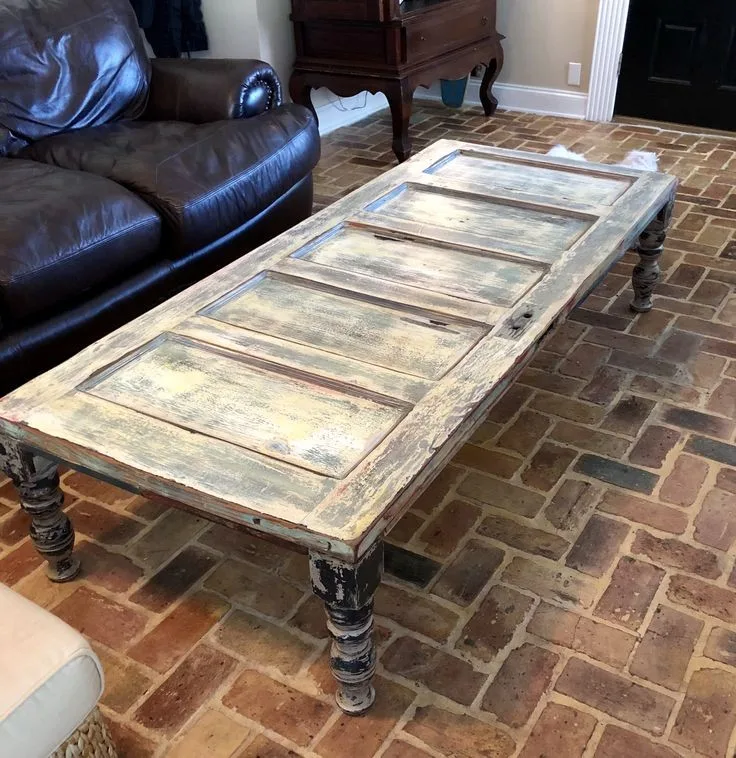 vintage coffee table | old door coffee table | DIY old door ideas